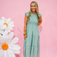 Sage Smocked Midi Dress - Southern Belle Boutique