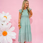 Sage Smocked Midi Dress - Southern Belle Boutique