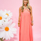 Coral Pintuck Strappy Maxi Dress - Southern Belle Boutique