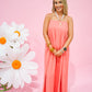 Coral Pintuck Strappy Maxi Dress - Southern Belle Boutique