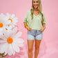 Lt Green Knit Top - Southern Belle Boutique