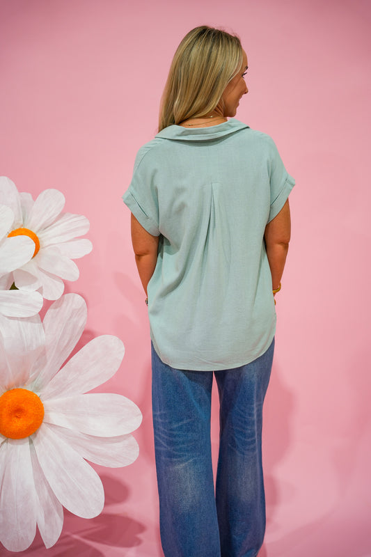 Sage Linen Top - Southern Belle Boutique
