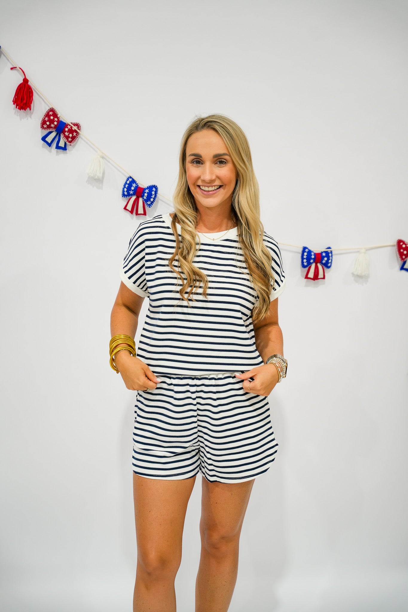 Navy Striped Knit Top - Southern Belle Boutique