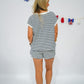 Navy Striped Knit Shorts - Southern Belle Boutique