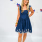 Navy Eyelet Embroidery Croset Mini Dress - Southern Belle Boutique