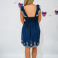 Navy Eyelet Embroidery Croset Mini Dress - Southern Belle Boutique