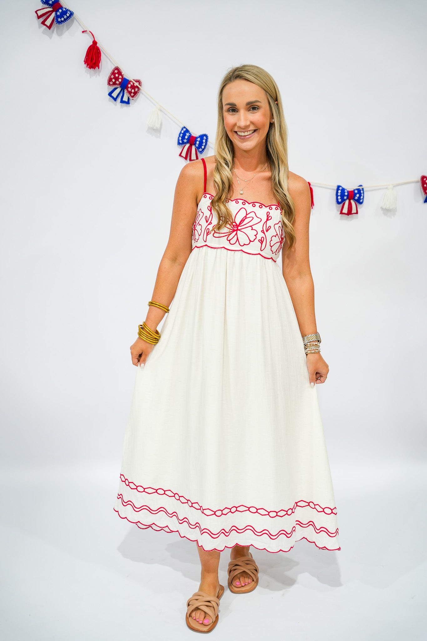 Red Floral Midi Dress - Southern Belle Boutique