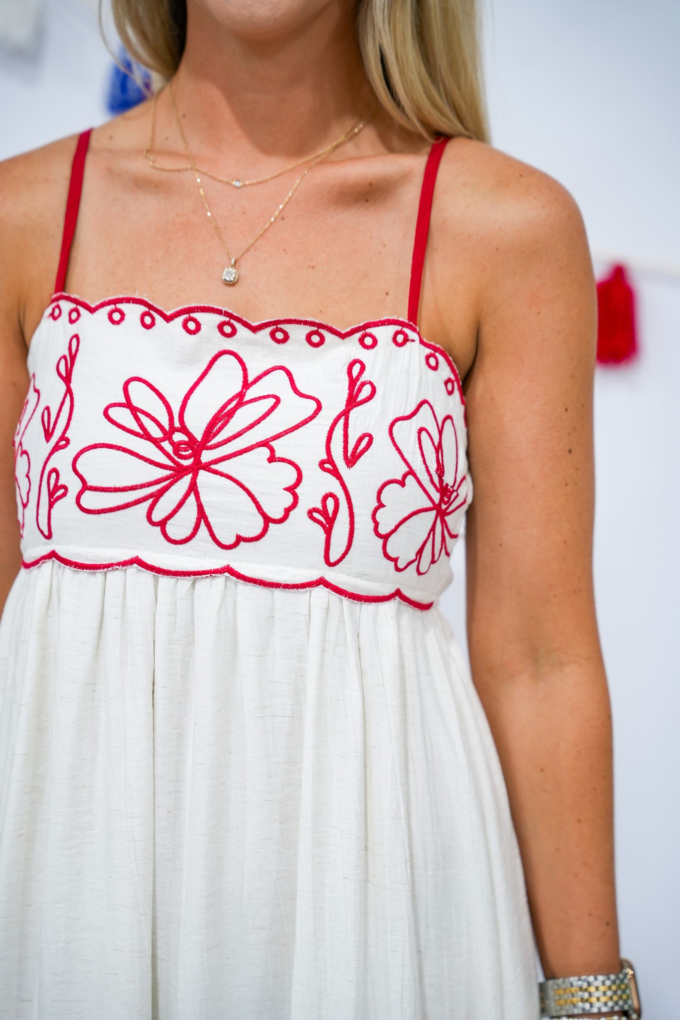 Red Floral Midi Dress - Southern Belle Boutique