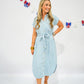 Chambray Striped Denim Midi Dress - Southern Belle Boutique