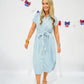 Chambray Striped Denim Midi Dress - Southern Belle Boutique