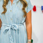 Chambray Striped Denim Midi Dress - Southern Belle Boutique