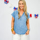 Chambray Polkadot Henley Top - Southern Belle Boutique