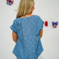 Chambray Polkadot Henley Top - Southern Belle Boutique
