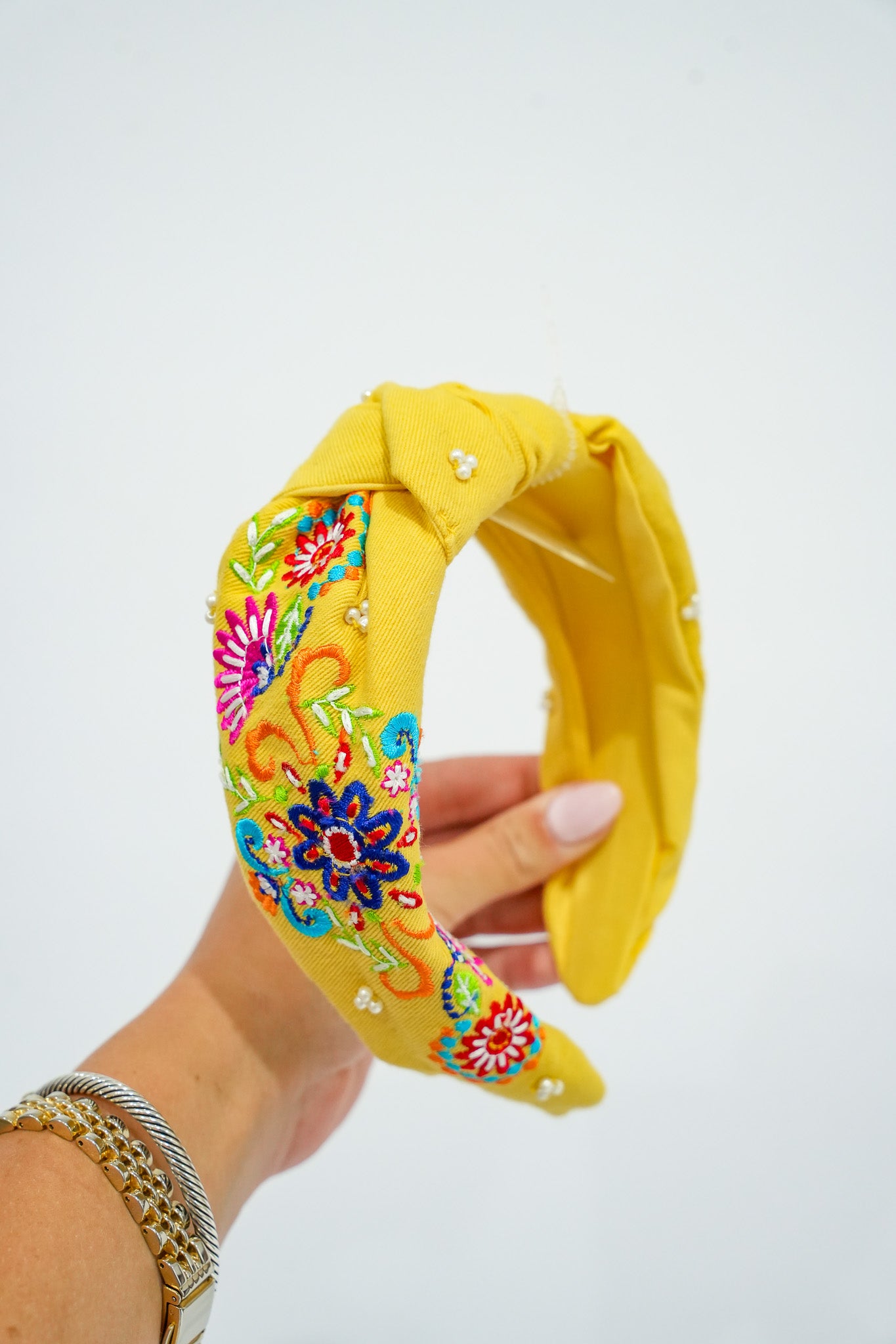 Yellow Summer Embroidered Headband - Southern Belle Boutique
