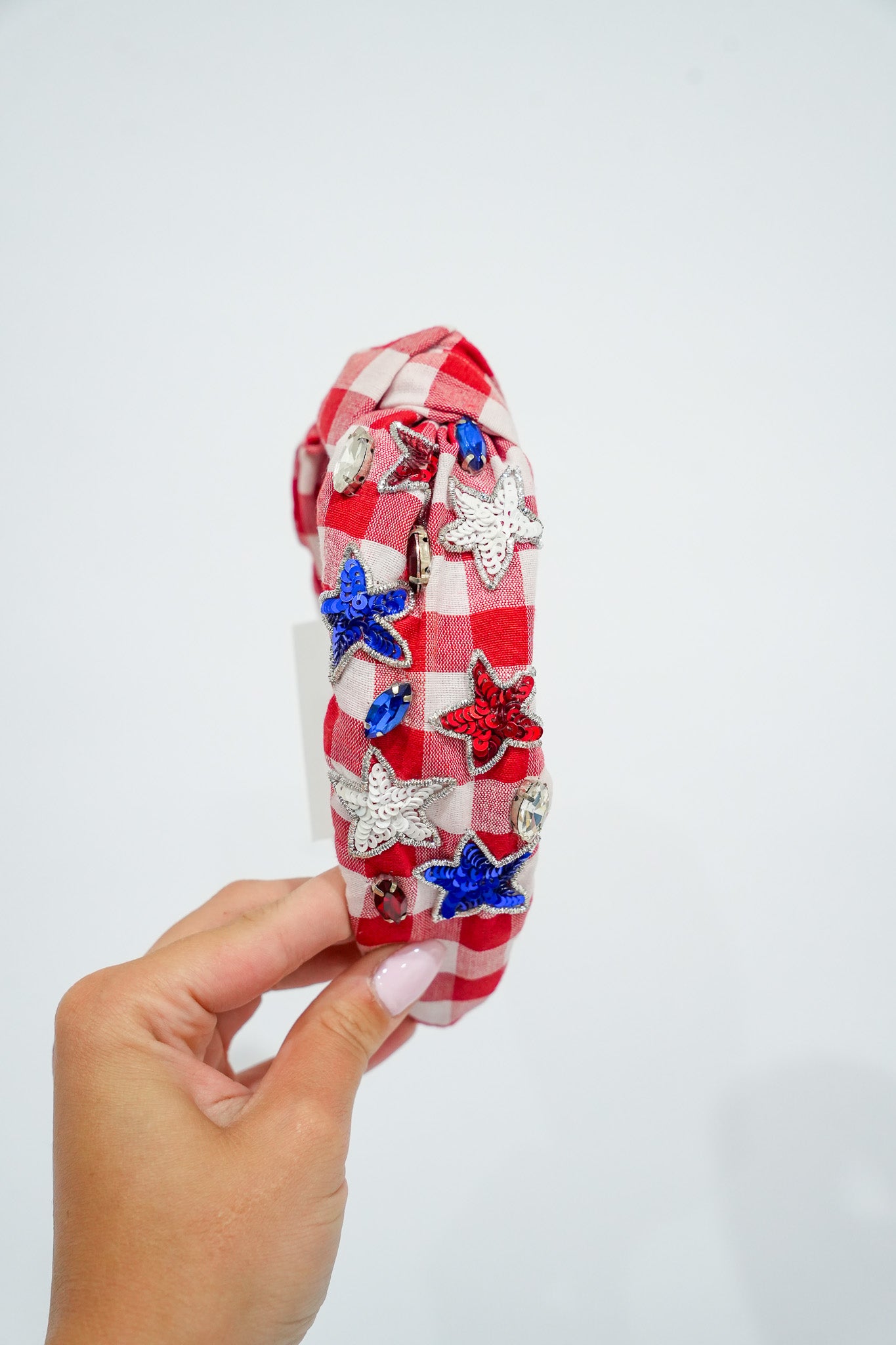 Gingham Bedazzeled Stars Headband - - Southern Belle Boutique