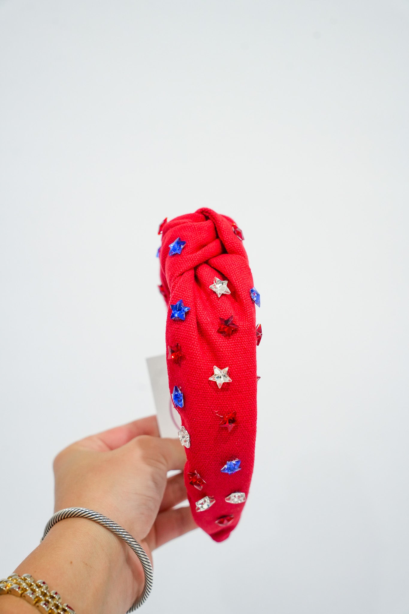 Red Headband w/ Red White Blue Star Beads - Southern Belle Boutique
