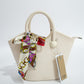 White Petite Bucket Bag w/Scarf - Southern Belle Boutique