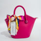 Hot Pink Petite Bucket Bag w/Scarf - Southern Belle Boutique