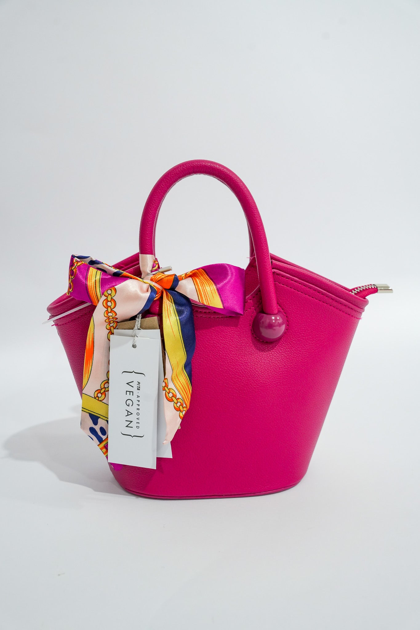 Hot Pink Petite Bucket Bag w/Scarf - Southern Belle Boutique