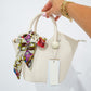White Petite Bucket Bag w/Scarf - Southern Belle Boutique