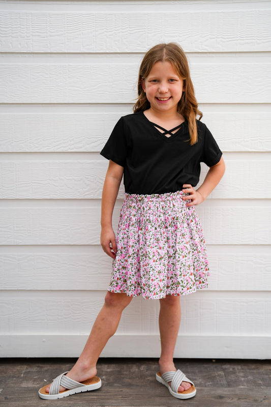 Ditsy Floral Elastic Detailed Skirt - Southern Belle Boutique