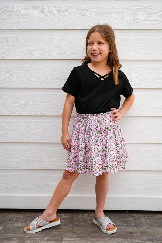 Ditsy Floral Elastic Detailed Skirt - Southern Belle Boutique