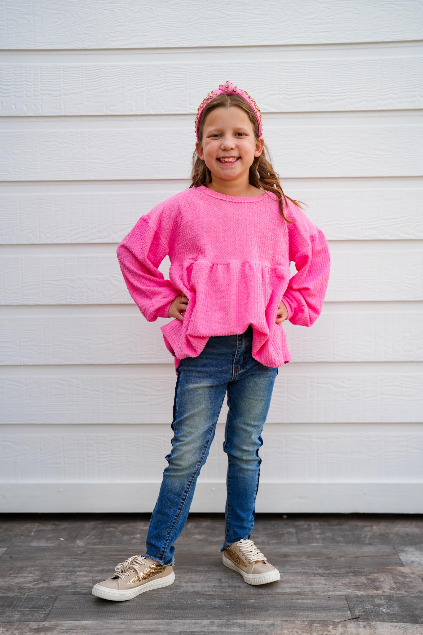 Pink Textured Peplum Knit Top - Southern Belle Boutique