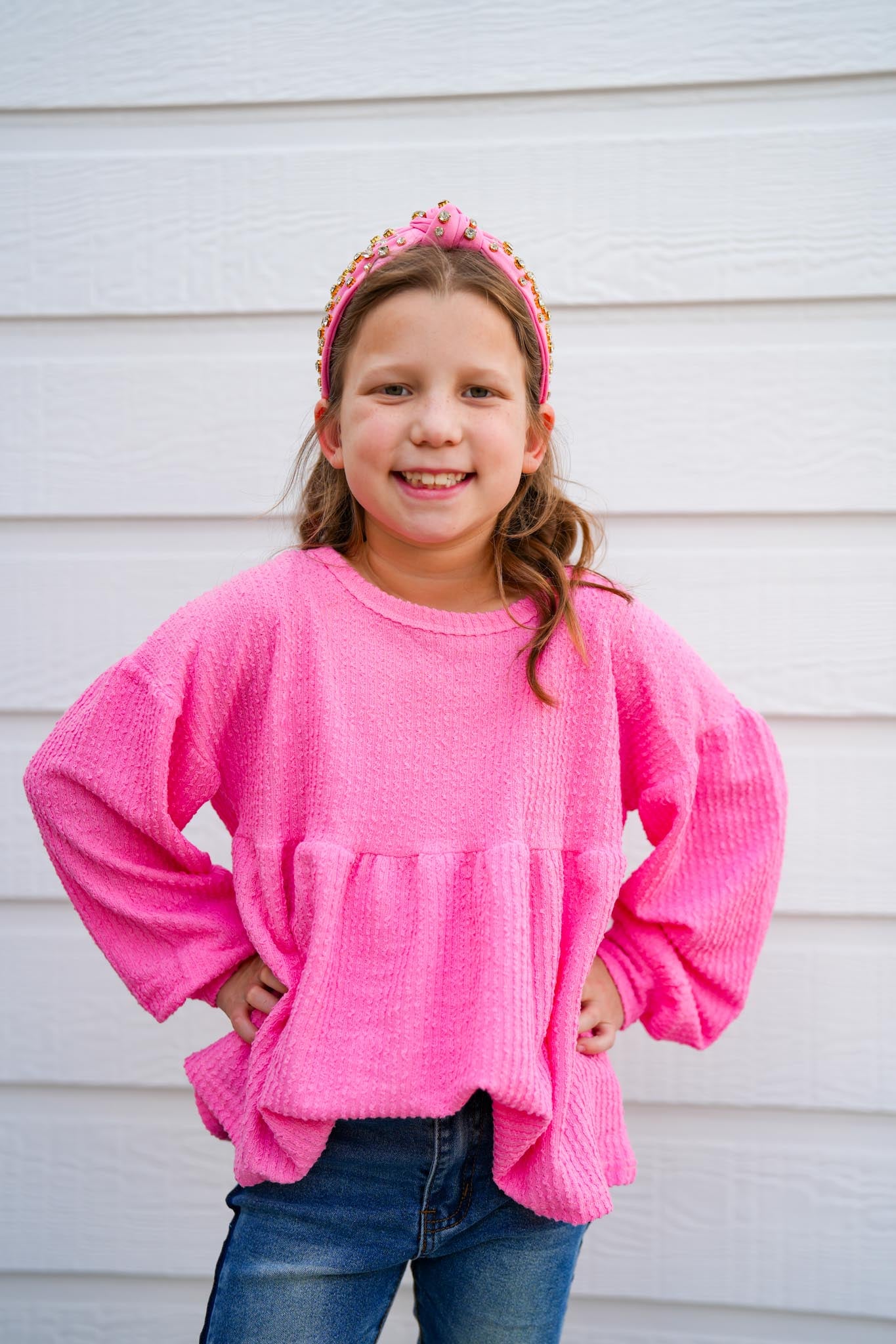 Pink Textured Peplum Knit Top - Southern Belle Boutique