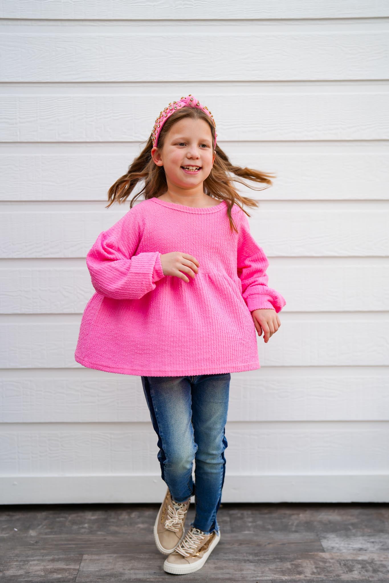 Pink Textured Peplum Knit Top - Southern Belle Boutique