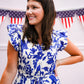 Blue Floral Printed Tiered Maxi Dress