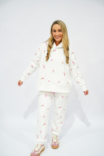 Floral Fleece Hoodie - Southern Belle Boutique