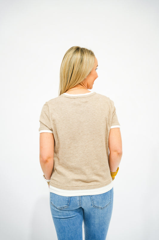 Taupe Layered Knit Top - Southern Belle Boutique