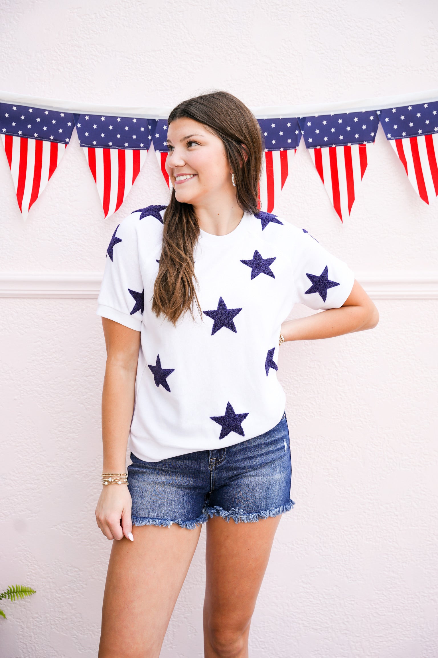 Stars Lightweight Short Sleeve Sweatshirt - Southern Belle Boutique