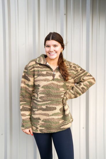 Camo Teddy Pullover - Southern Belle Boutique