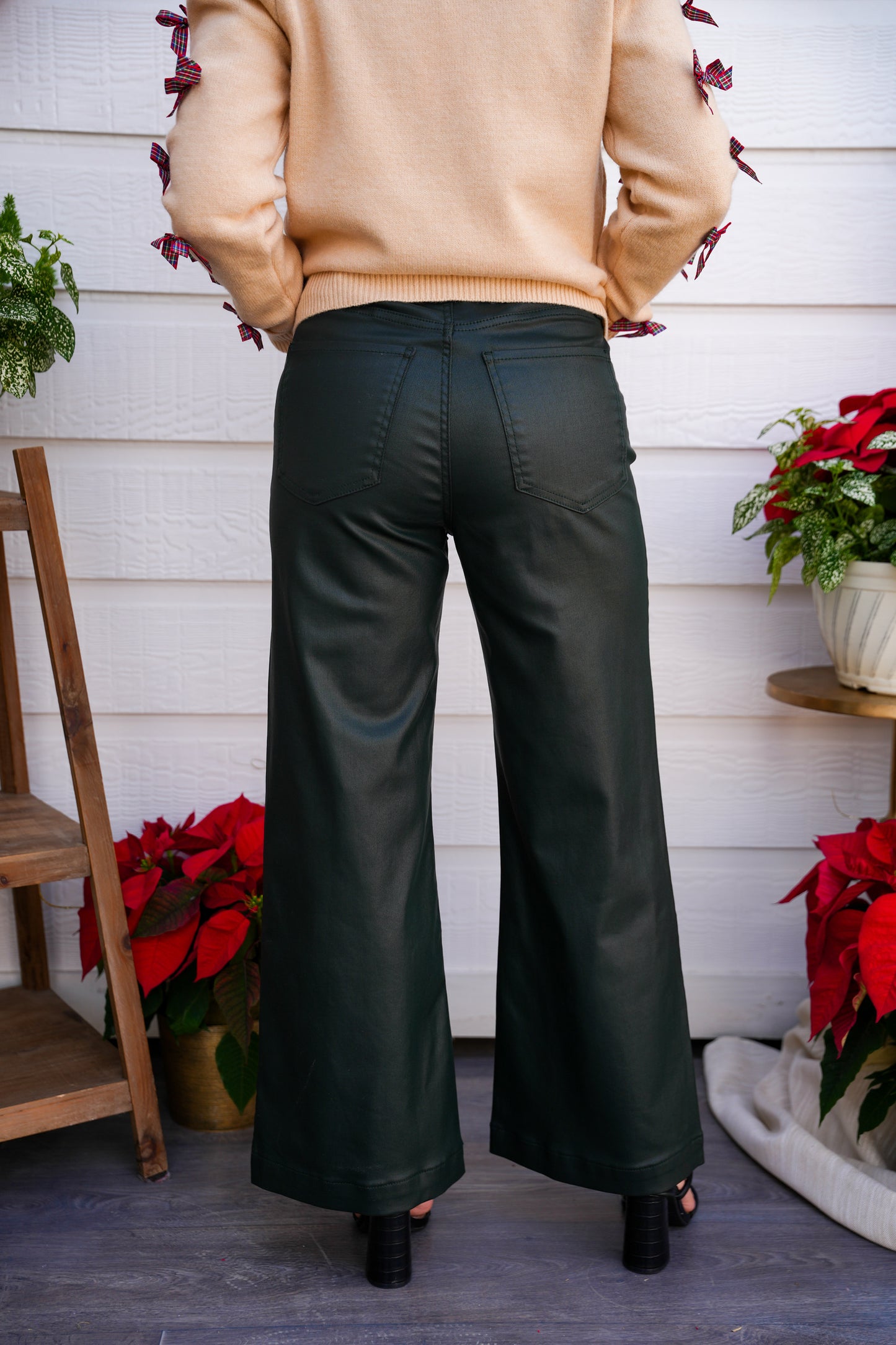 Meg High Rise Rab Wide Leg - Evergreen - Southern Belle Boutique
