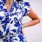 Blue Floral Printed Tiered Maxi Dress