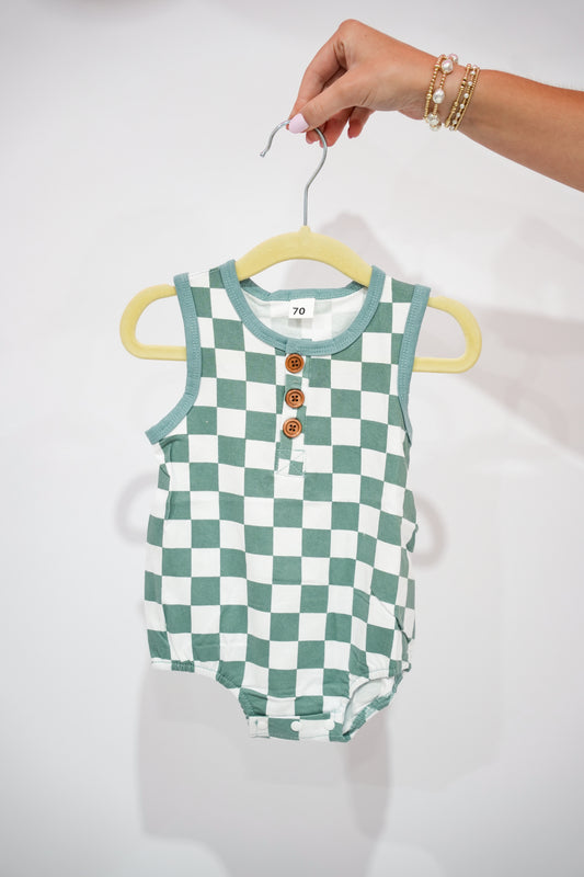 Blue Checkered Romper