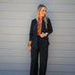Shirred Sleeve Blazer - Black - Southern Belle Boutique