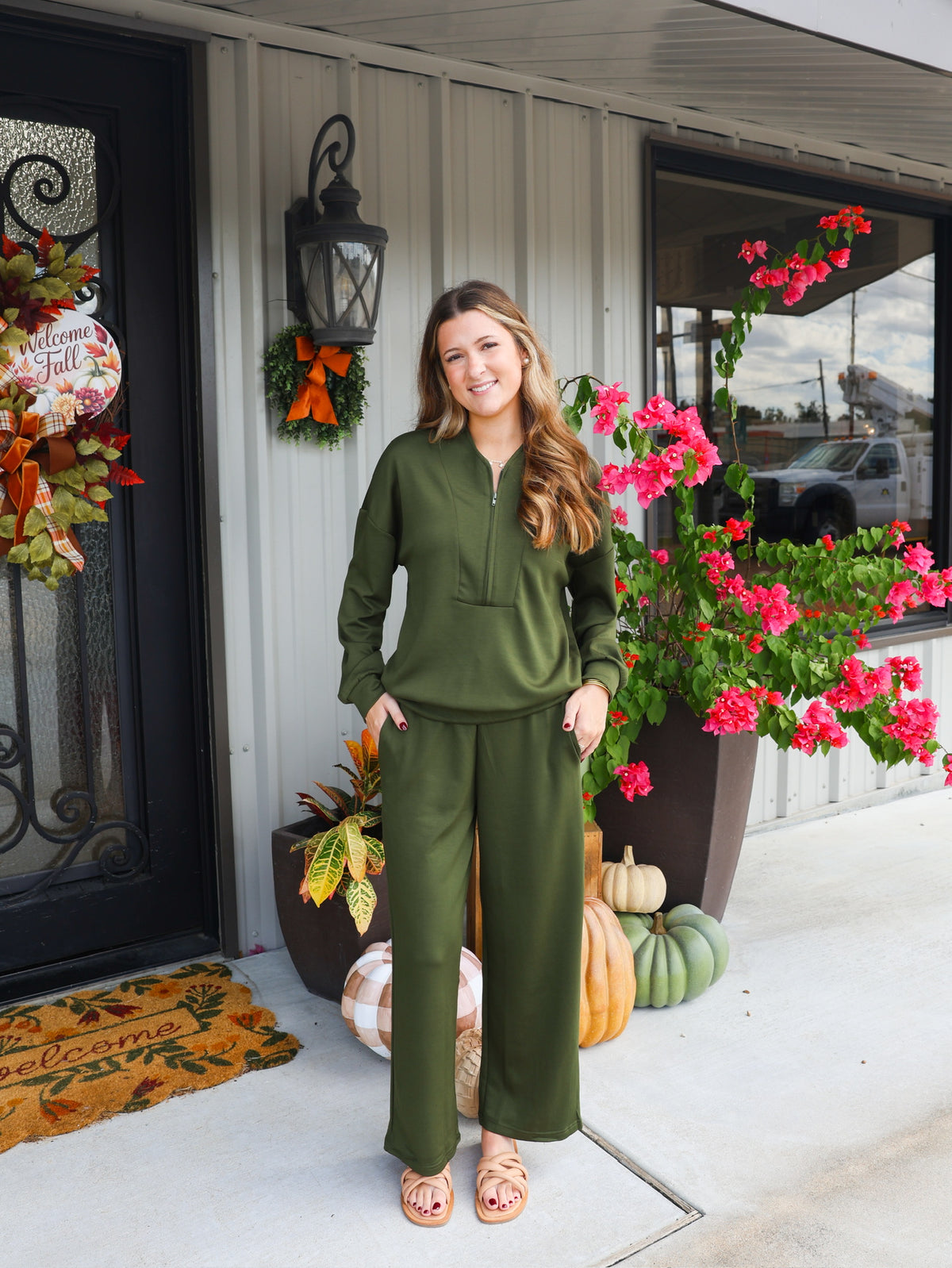Olive Green Lounge Pant Set