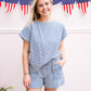 Navy Striped French Terry Short Set