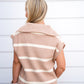 Beige Striped Half Zip Sweater