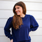 Kanni Crew Neck Puff Sleeve Top - Electric Indigo