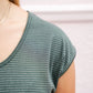 Sage Striped Sleeveless Tee