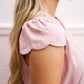 Scalloped Hem Romper with Self-Tie Ribbon