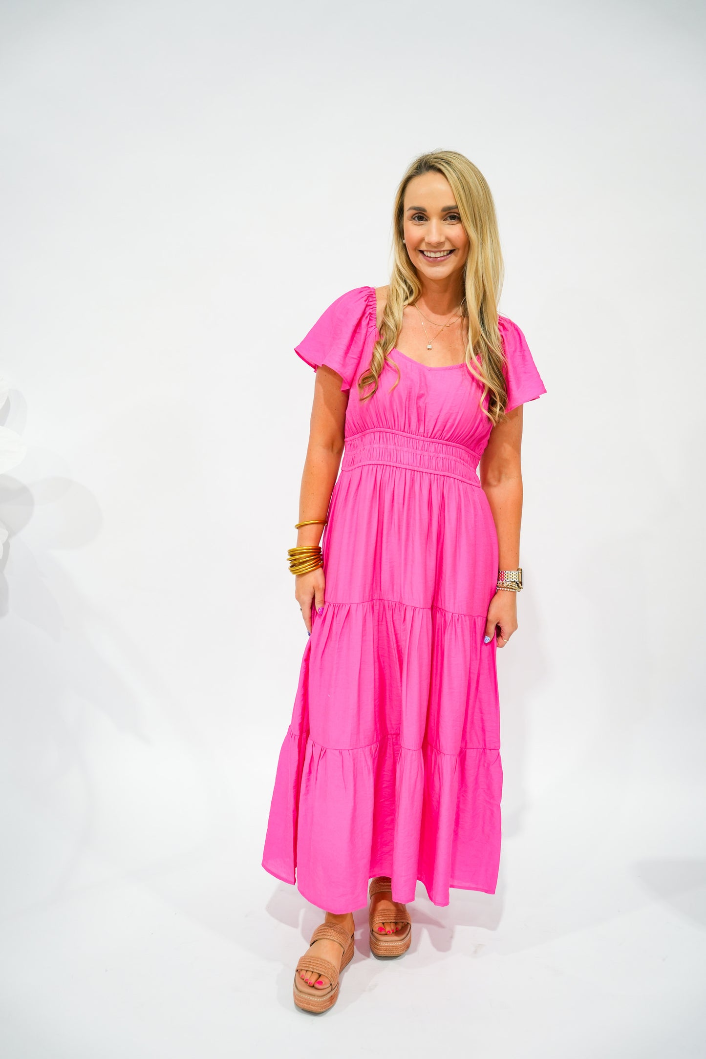 Fuchsia Tiered Maxi Dress - Southern Belle Boutique