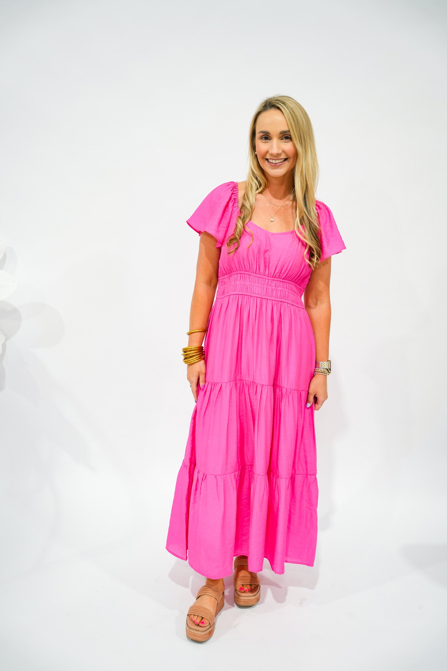 Fuchsia Tiered Maxi Dress - Southern Belle Boutique