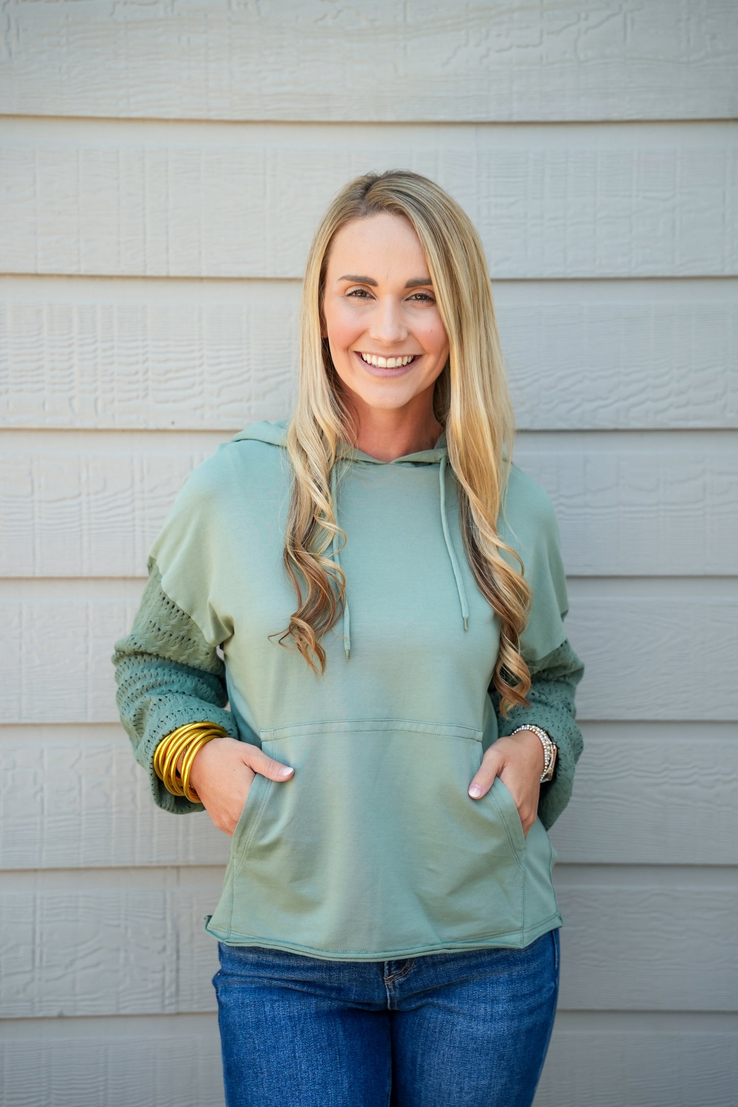 Elysia Hoodie Sweater - Slate Green