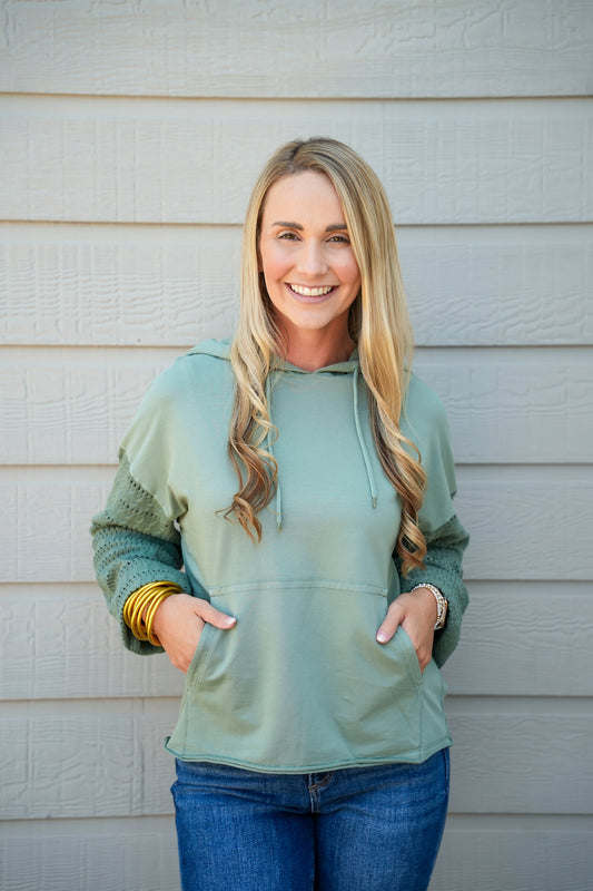 Elysia Hoodie Sweater - Slate Green