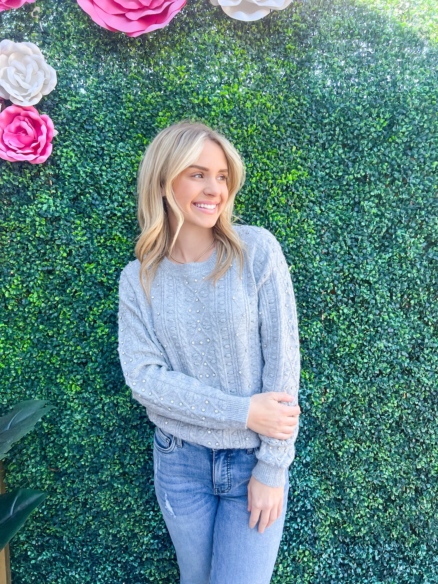 Carlotta Sweater - Marled Dk Gray - Southern Belle Boutique
