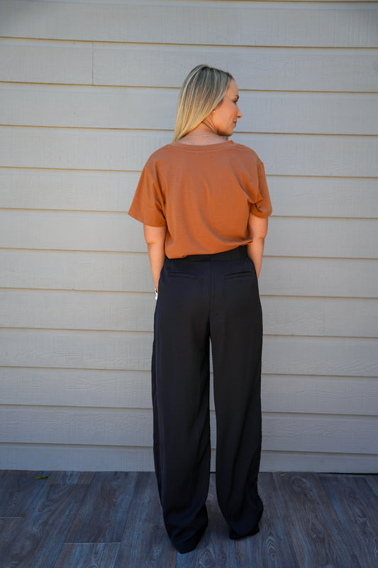 Wide Leg Pants - Black - Southern Belle Boutique